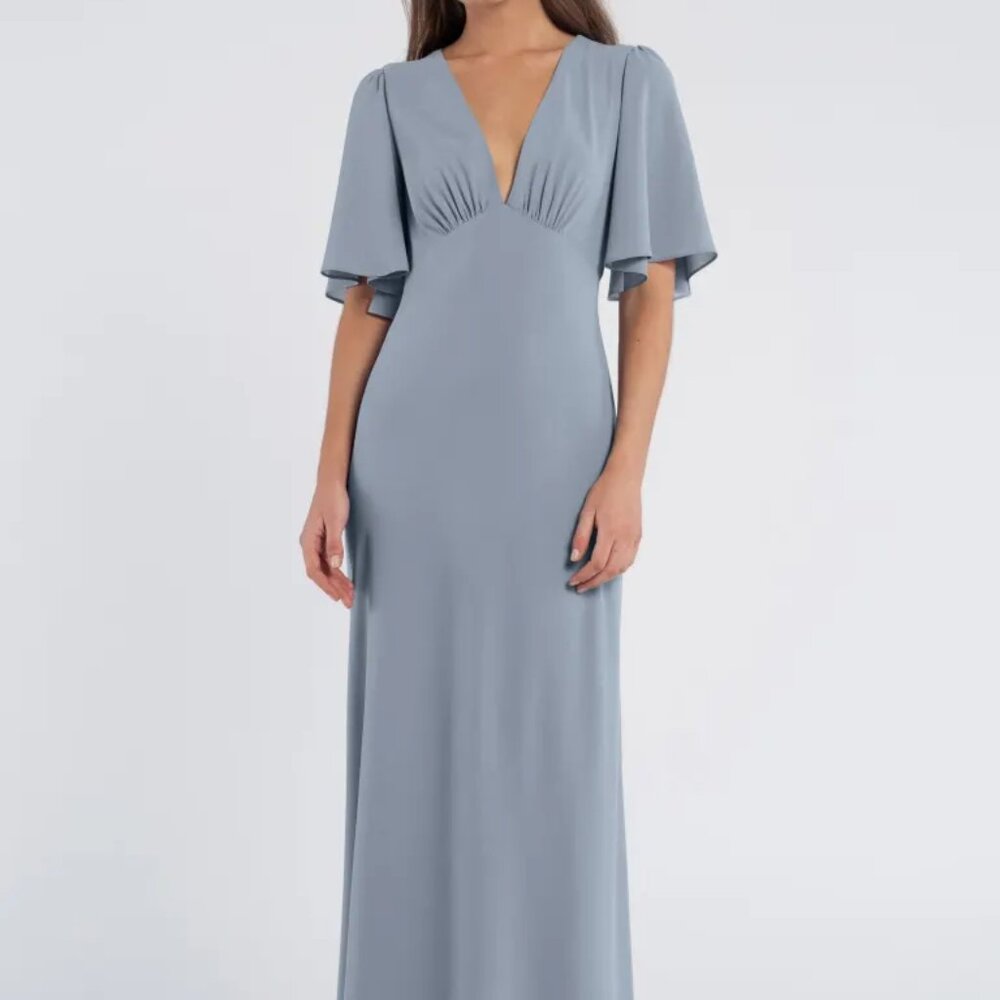Chambray Blue Size 10 Jenny Yoo Floor Length Gown - Great Condition